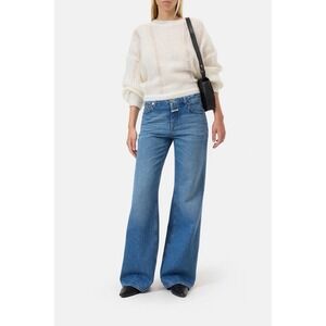 Closed - Gillan Wide Leg Jeans Light Blue 31 Made In Italy Raw Hem Sustain $340